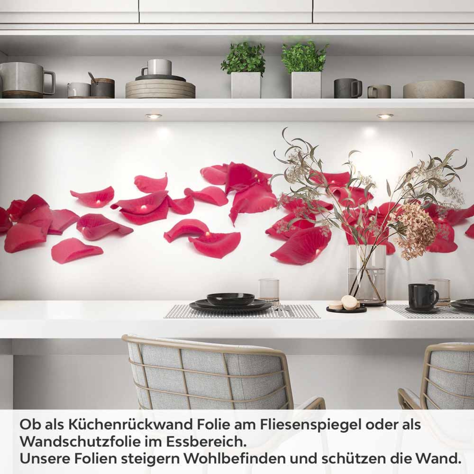 Küchenrückwand Folie Rosenblätter Artikelbild 1
