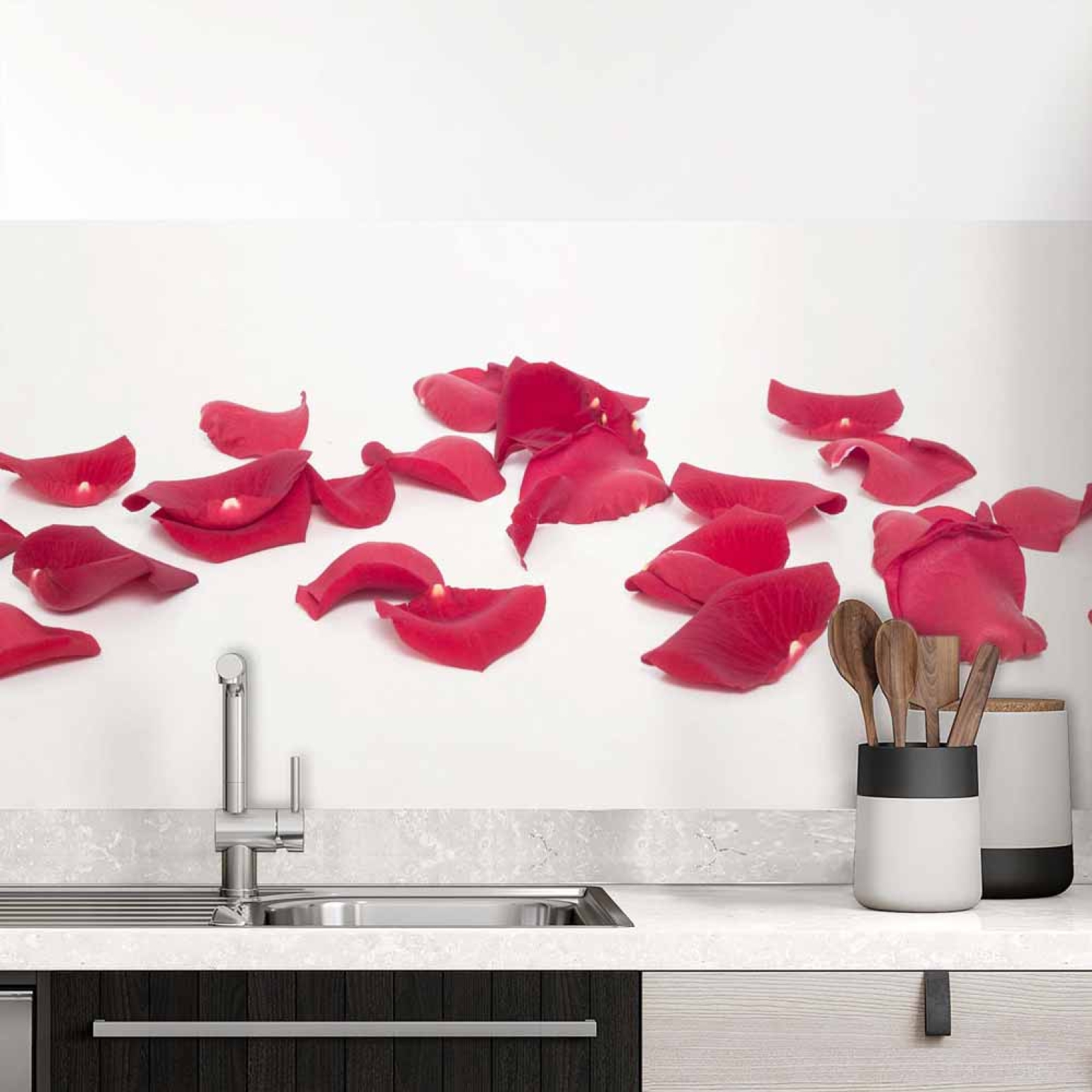 Küchenrückwand Folie Rosenblätter