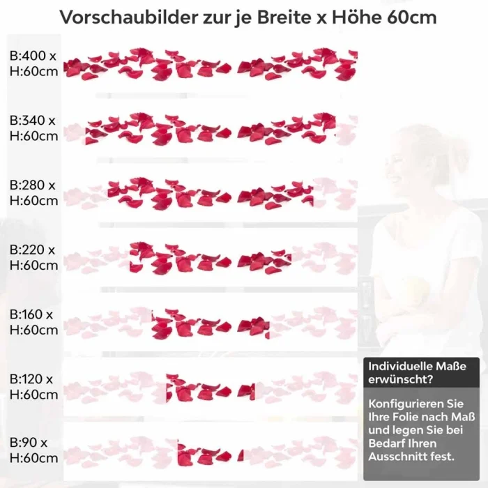 Küchenrückwand Folie Rosenblätter Höhe 60cm