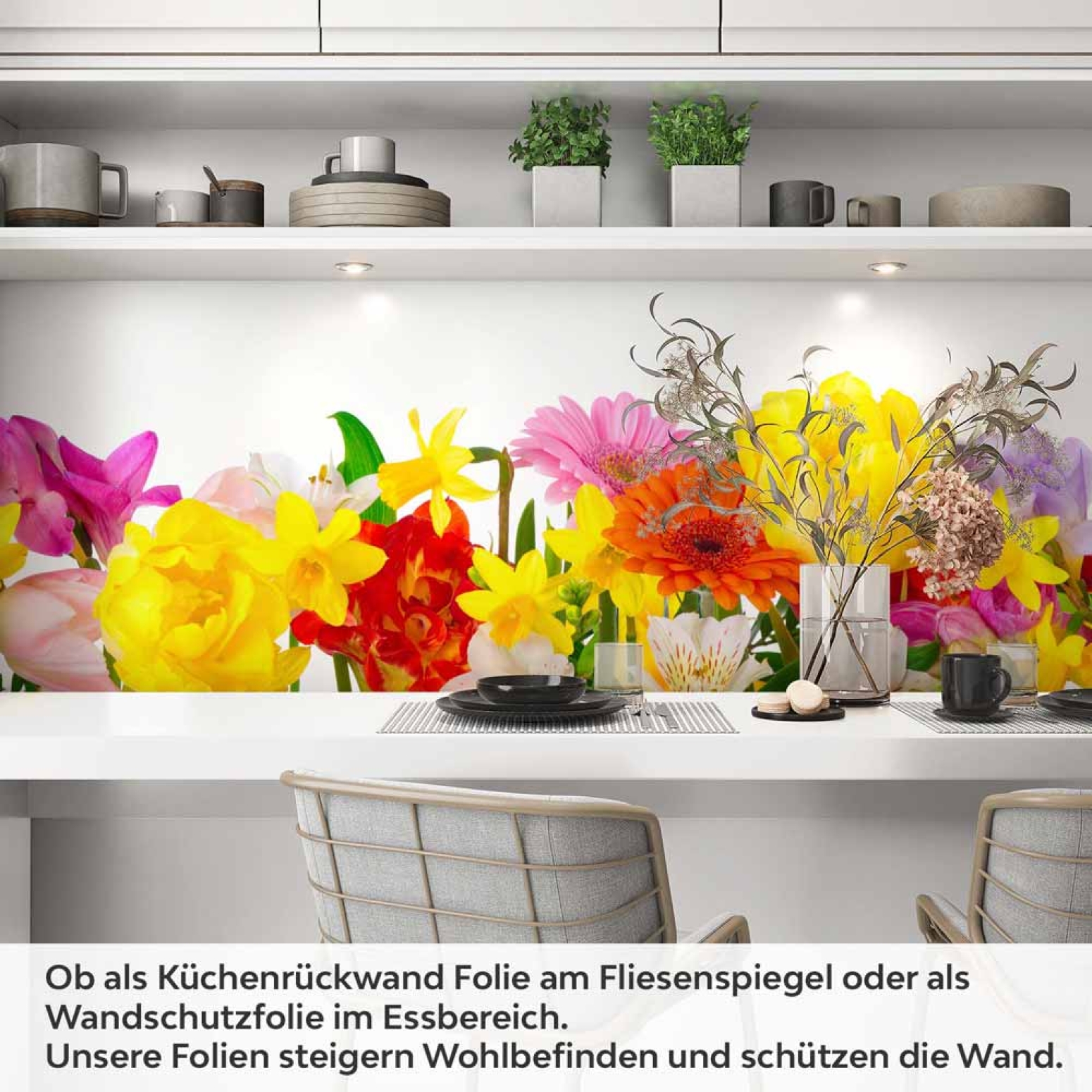 Küchenrückwand Folie Blütenmuster Artikelbild 1