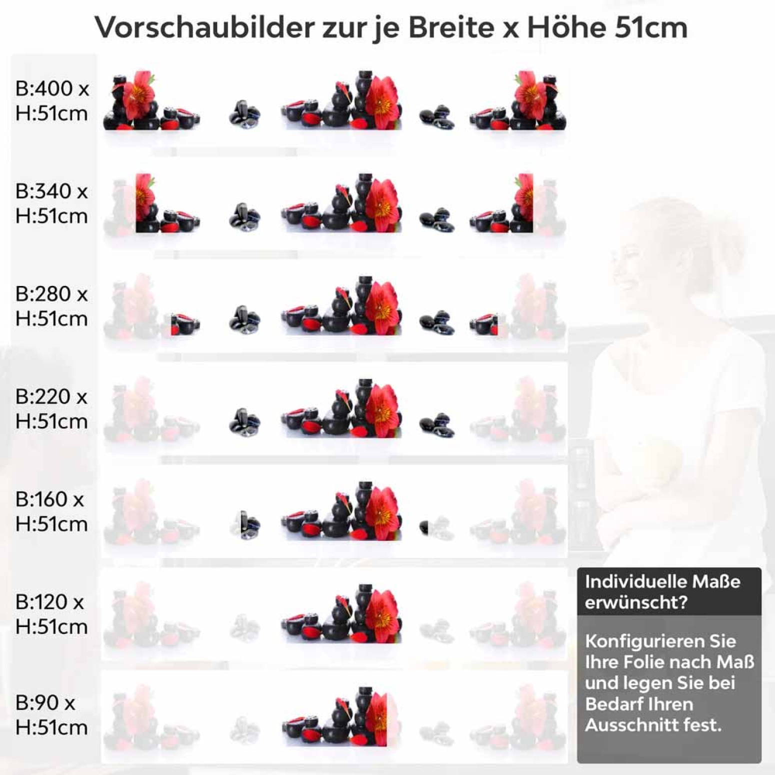 Küchenrückwand Folie SPA Feeling Höhe 51cm