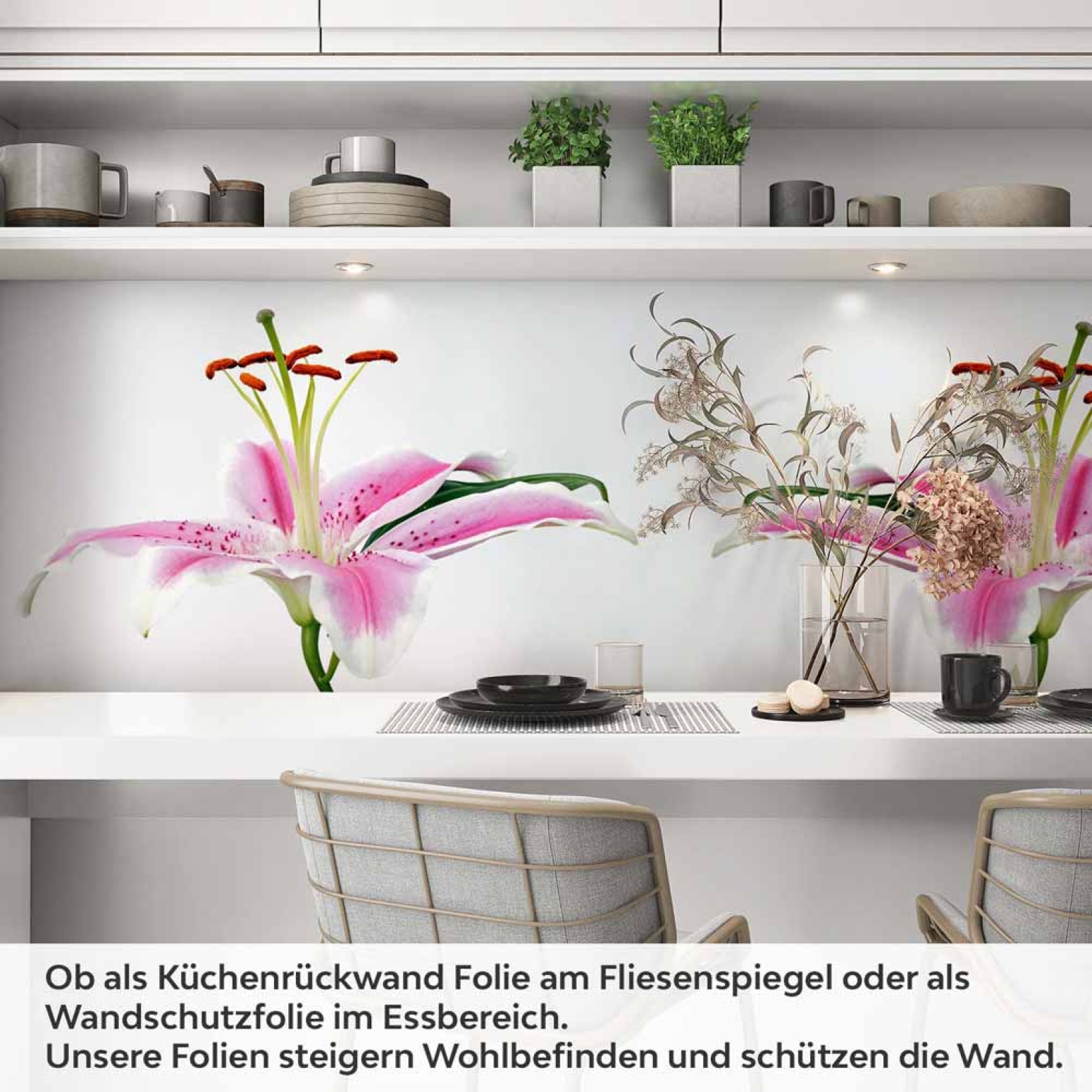Küchenrückwand Folie rosa Lilie Artikelbild 1