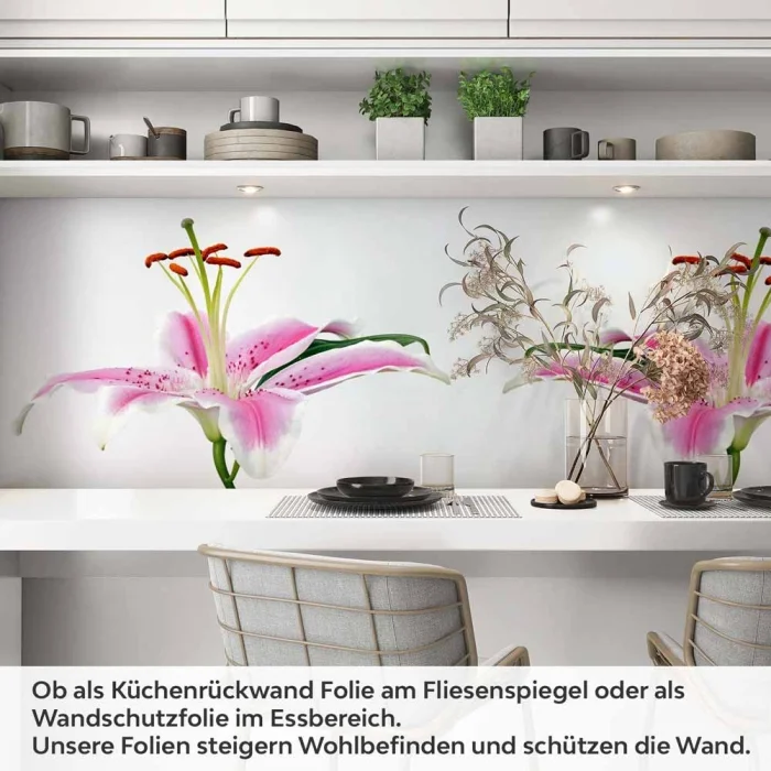 Küchenrückwand Folie rosa Lilie Artikelbild 1