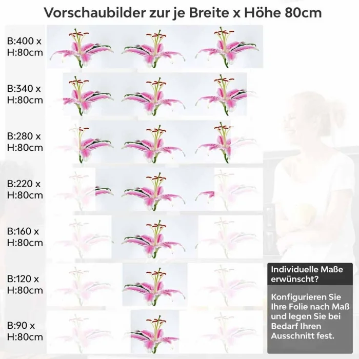 Küchenrückwand Folie rosa Lilie Höhe 80cm
