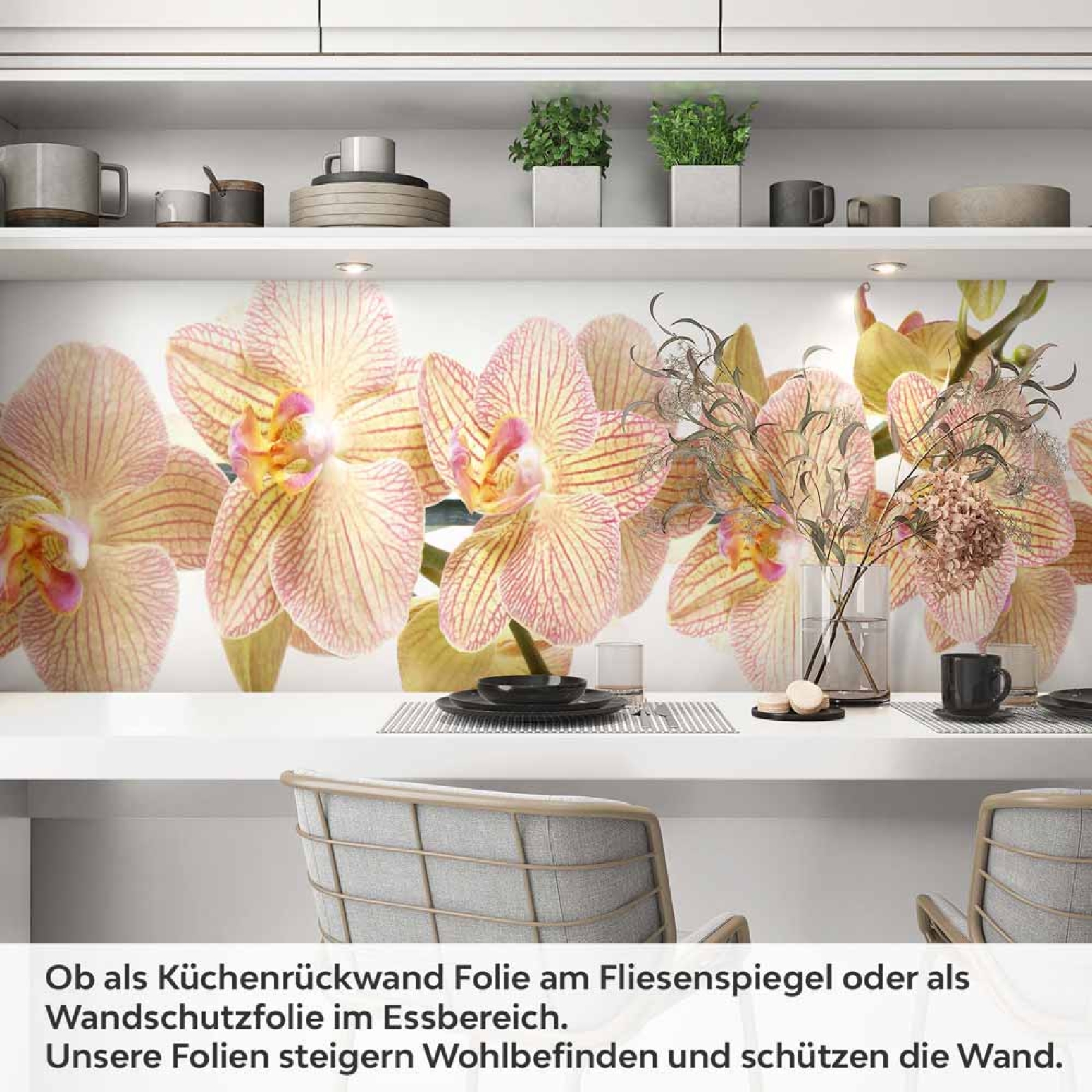 Küchenrückwand Folie Orchideenblüten Artikelbild 1