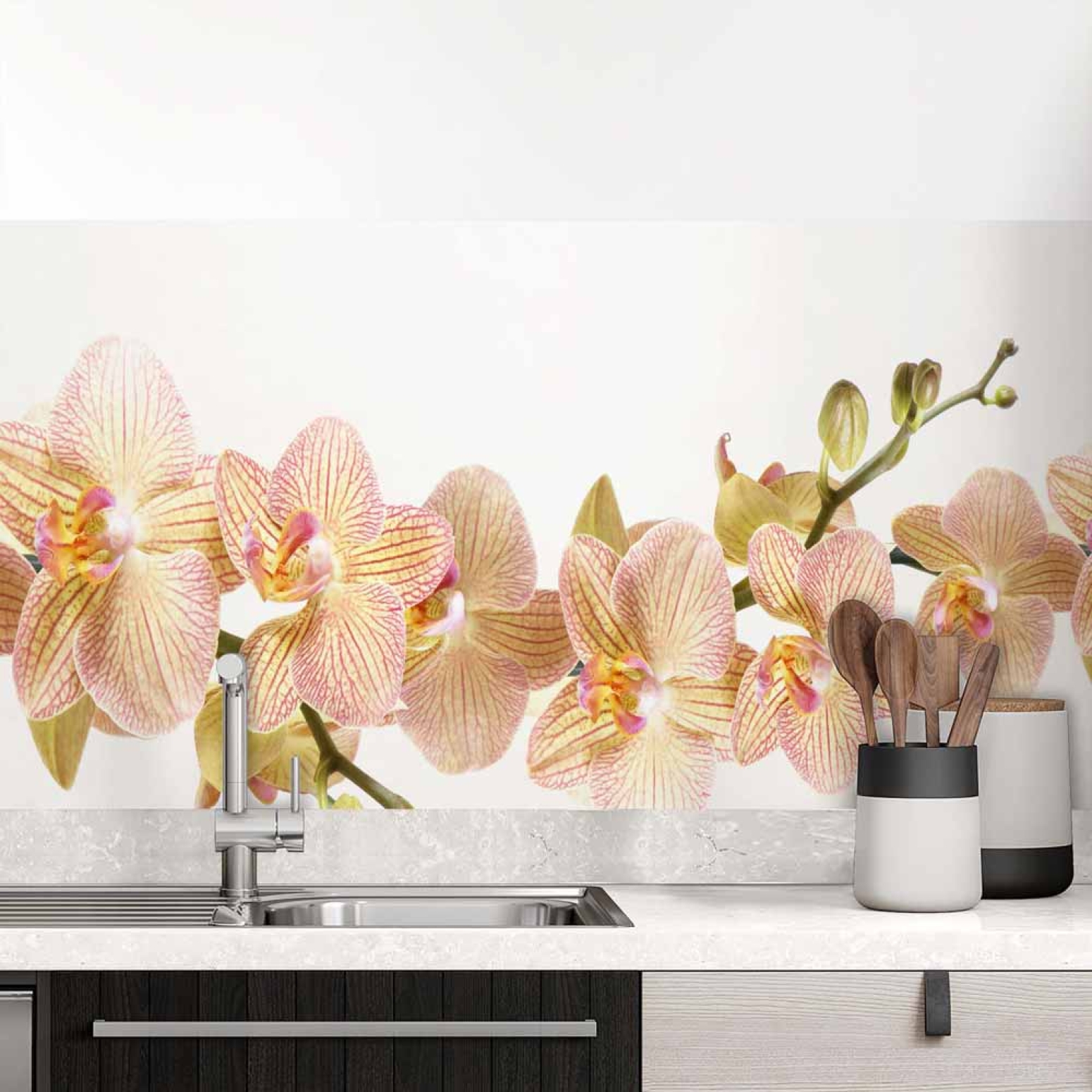 Küchenrückwand Folie Orchideenblüten