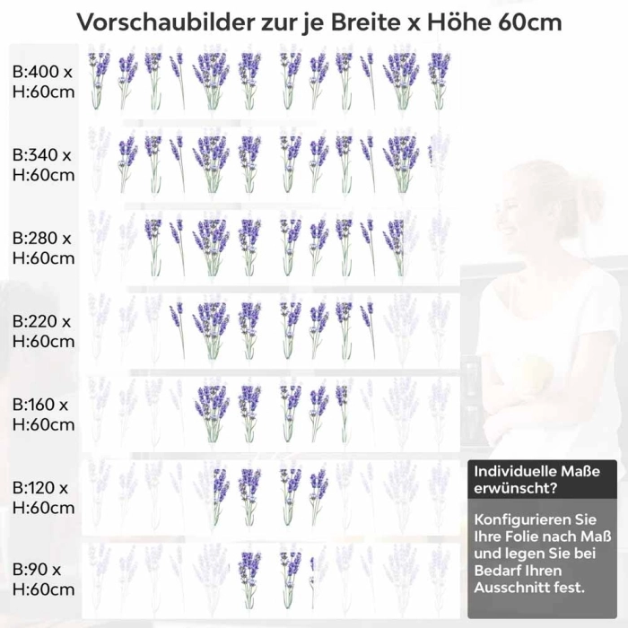 Küchenrückwand Folie lila Lavendel Höhe 60cm