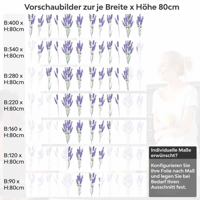 Küchenrückwand Folie lila Lavendel Höhe 80cm