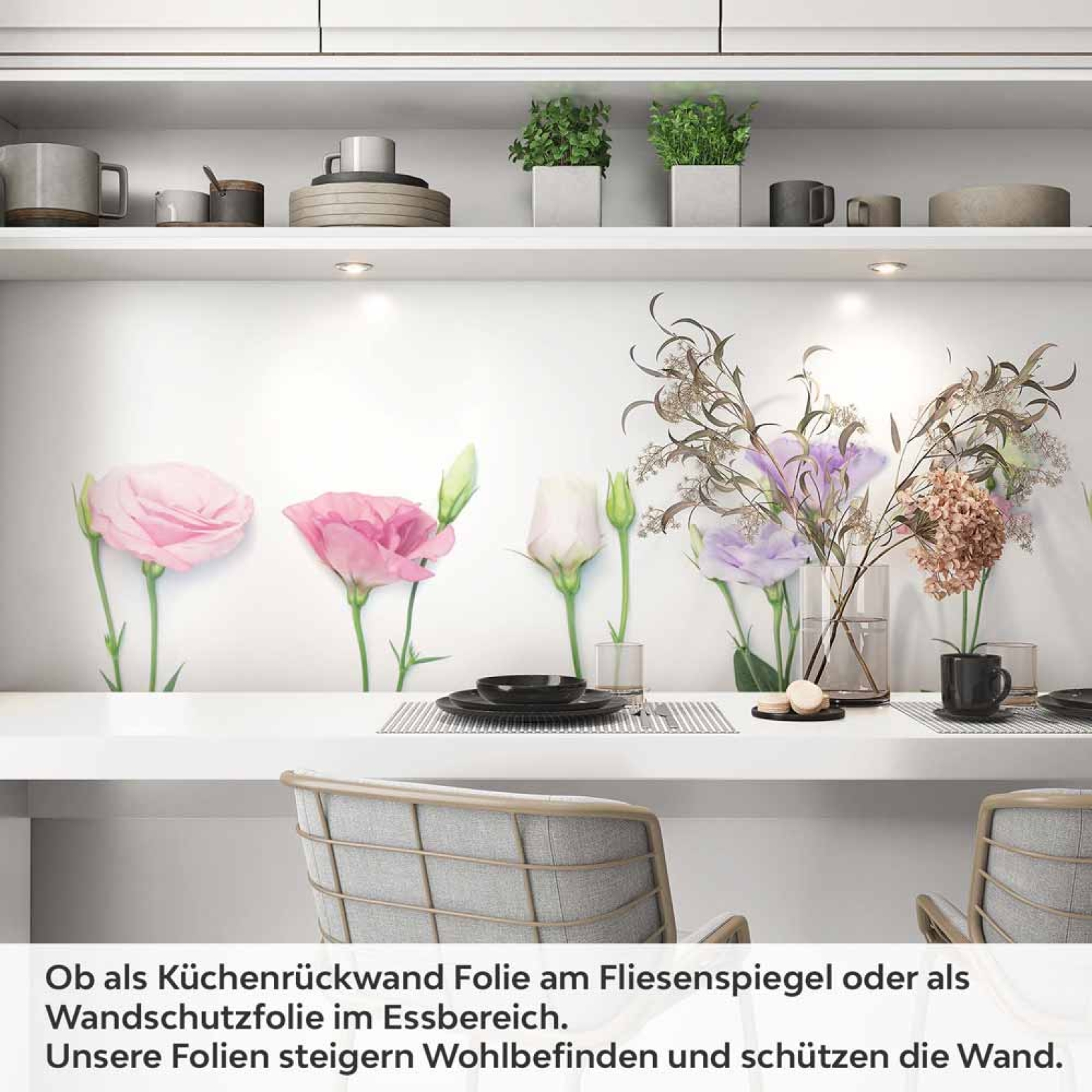 Küchenrückwand Folie Blütentraum - Pastellfarben, die verzaubern Artikelbild 1