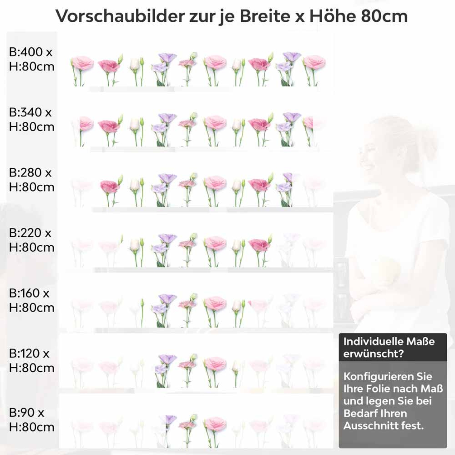 Küchenrückwand Folie Blütentraum - Pastellfarben, die verzaubern Höhe 80cm