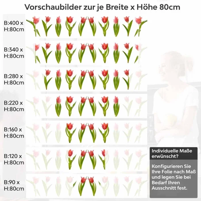 Küchenrückwand Folie Tulpenblüten Höhe 80cm