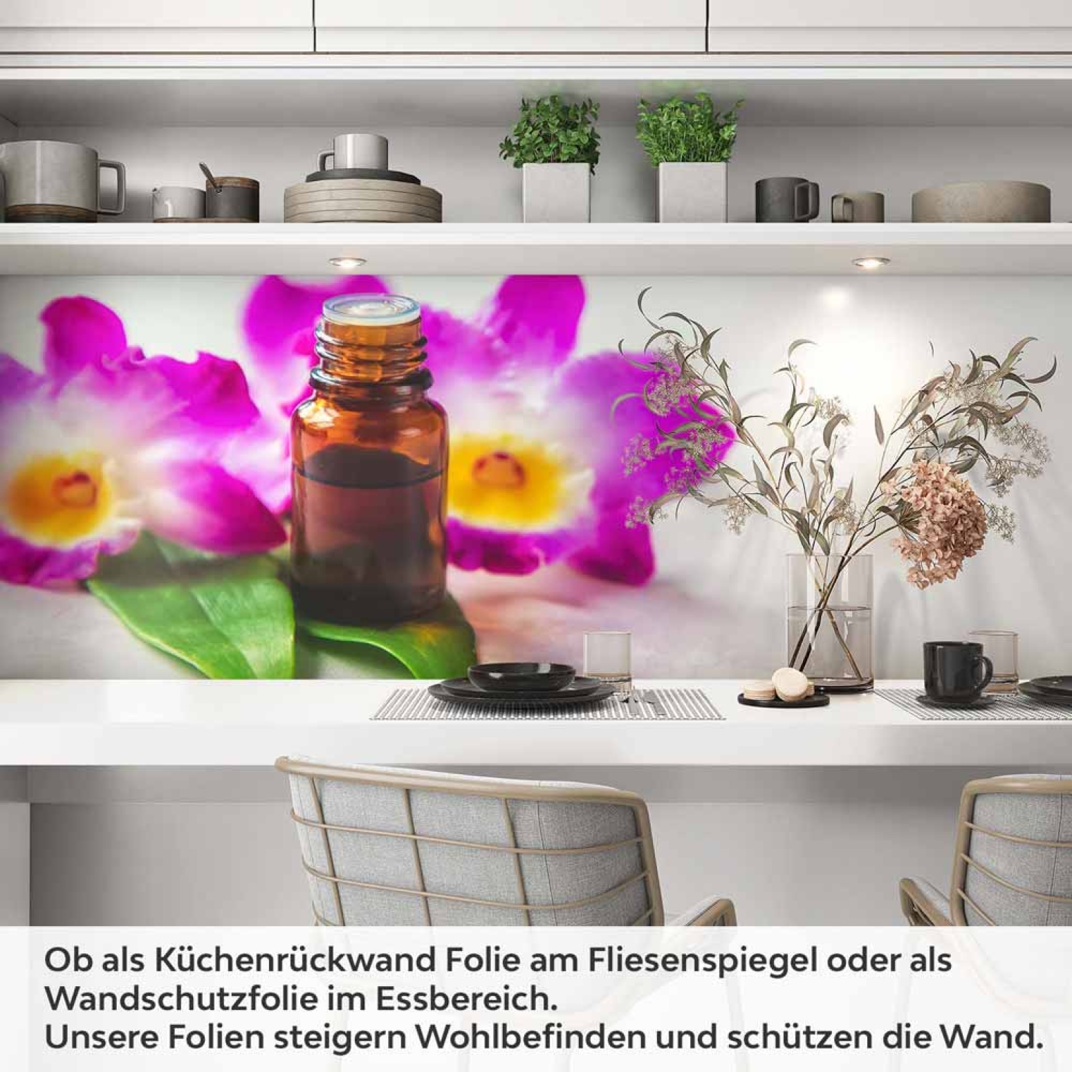 Küchenrückwand Folie Blüten & Öle Artikelbild 1