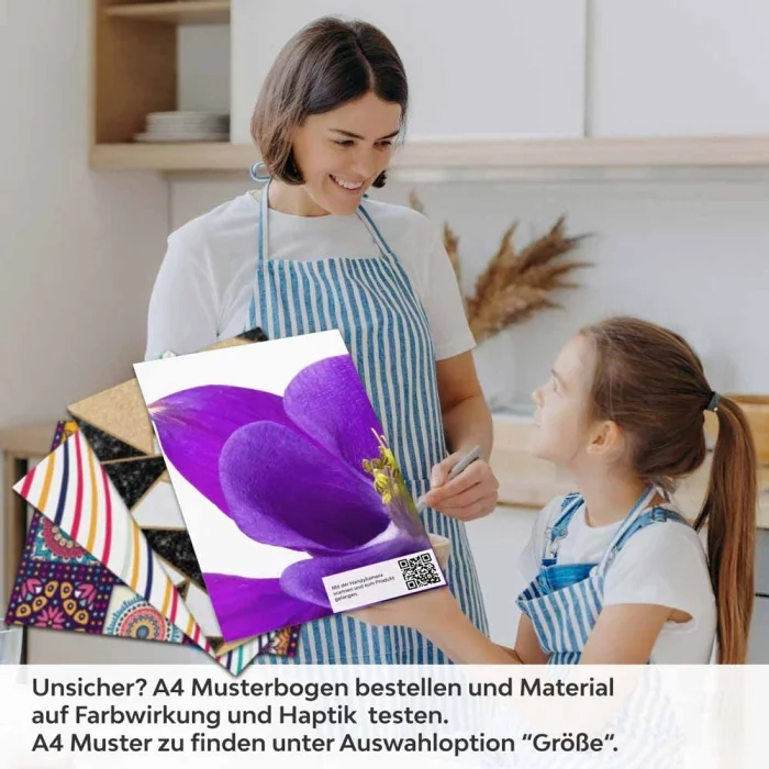 Küchenrückwand Folie farbige Blüten A4 Muster