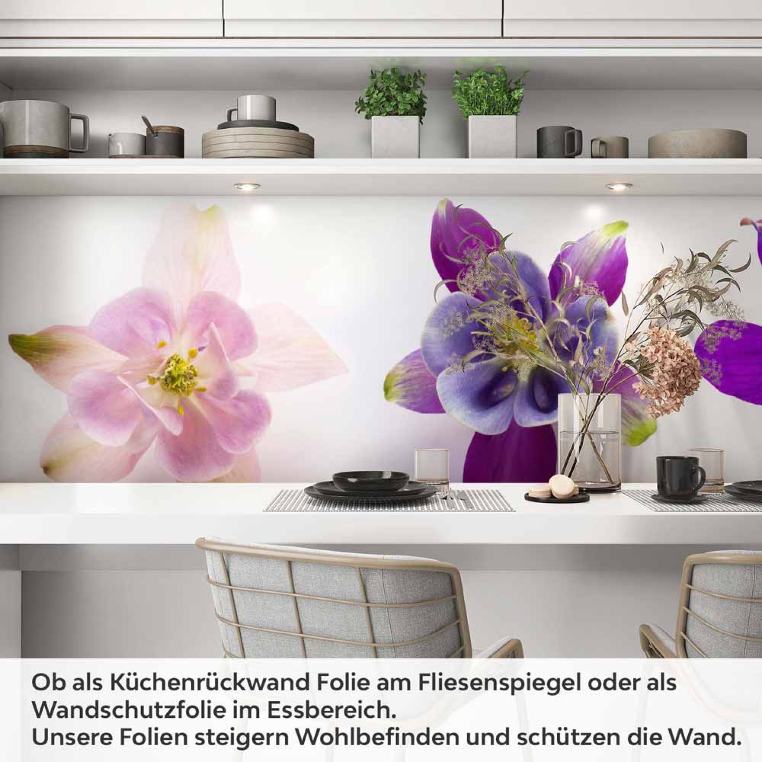 Küchenrückwand Folie farbige Blüten Artikelbild 1