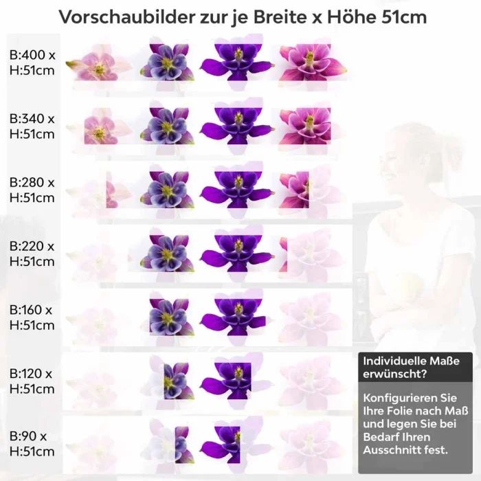 Küchenrückwand Folie farbige Blüten Höhe 51cm