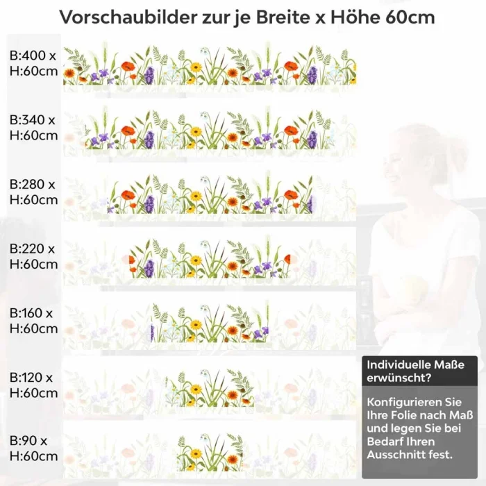Küchenrückwand Folie Naturwiese - Zeitloses Design mit Gräsern und Blumen Höhe 60cm