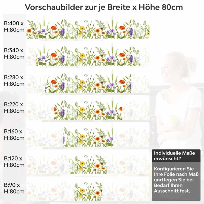Küchenrückwand Folie Naturwiese - Zeitloses Design mit Gräsern und Blumen Höhe 80cm