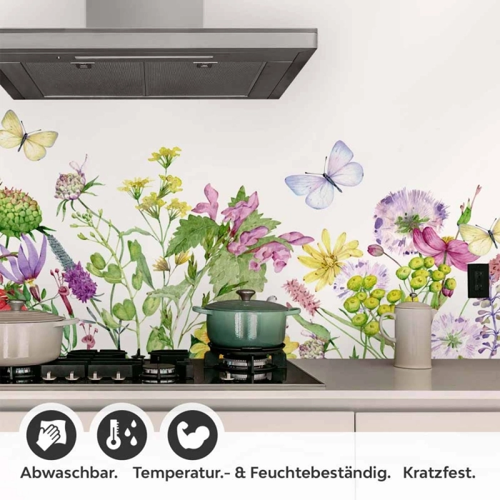 Küchenrückwand Folie Wildblumenwiese Detailbild 1