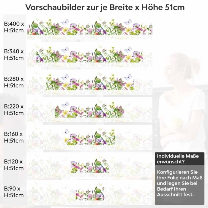 Küchenrückwand Folie Wildblumenwiese Höhe 51cm