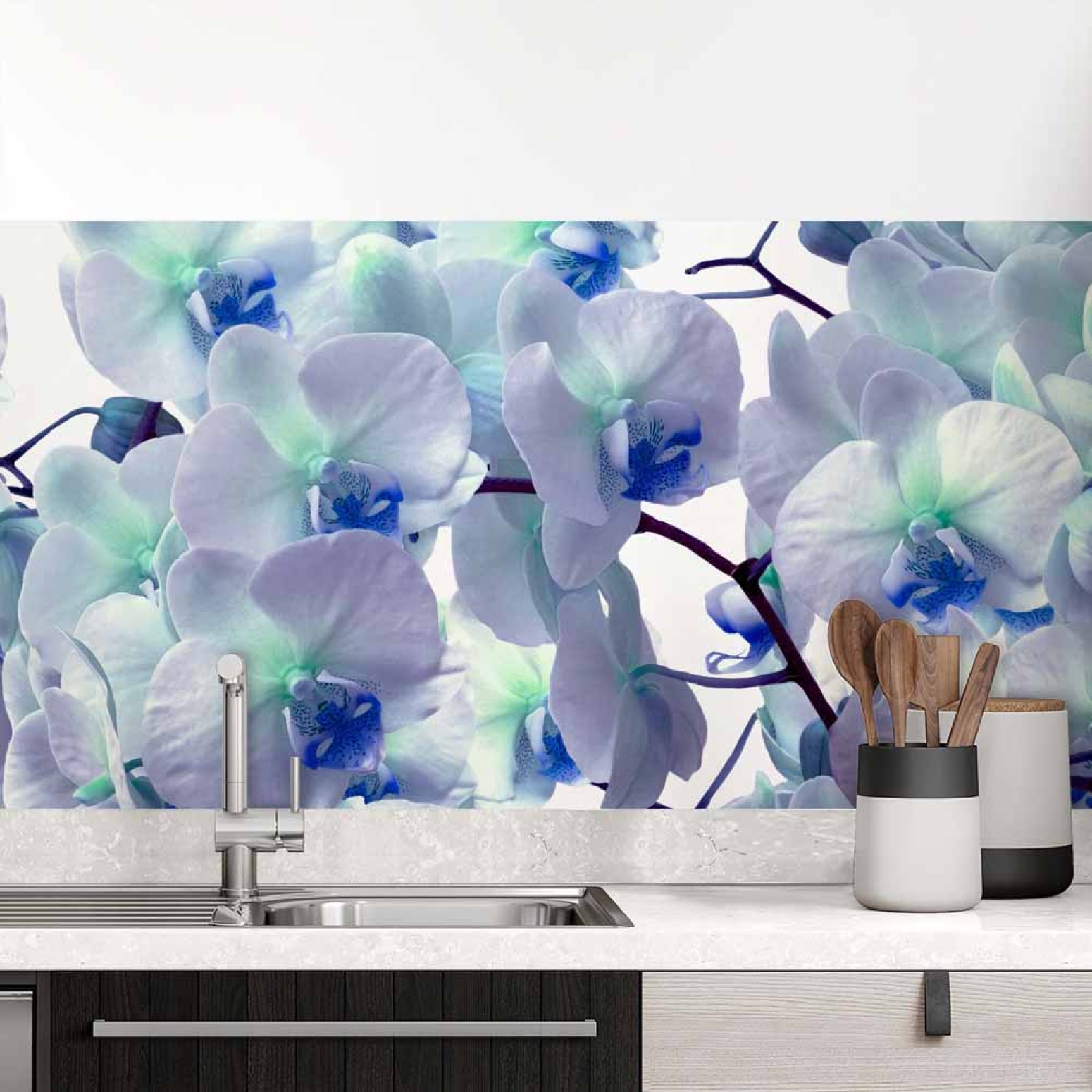 Küchenrückwand Folie Orchideenpracht