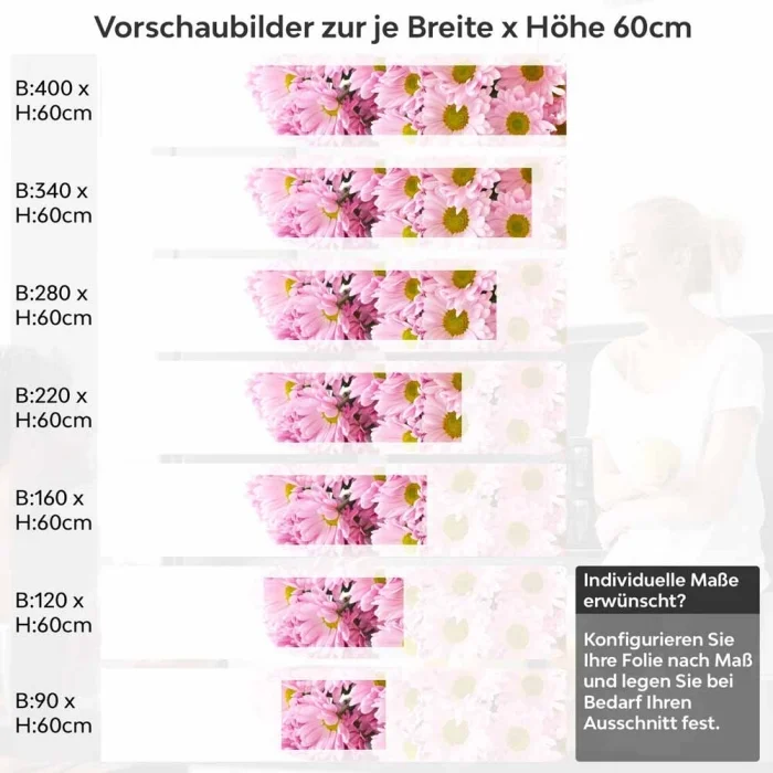 Küchenrückwand Folie rosa Blüten Höhe 60cm