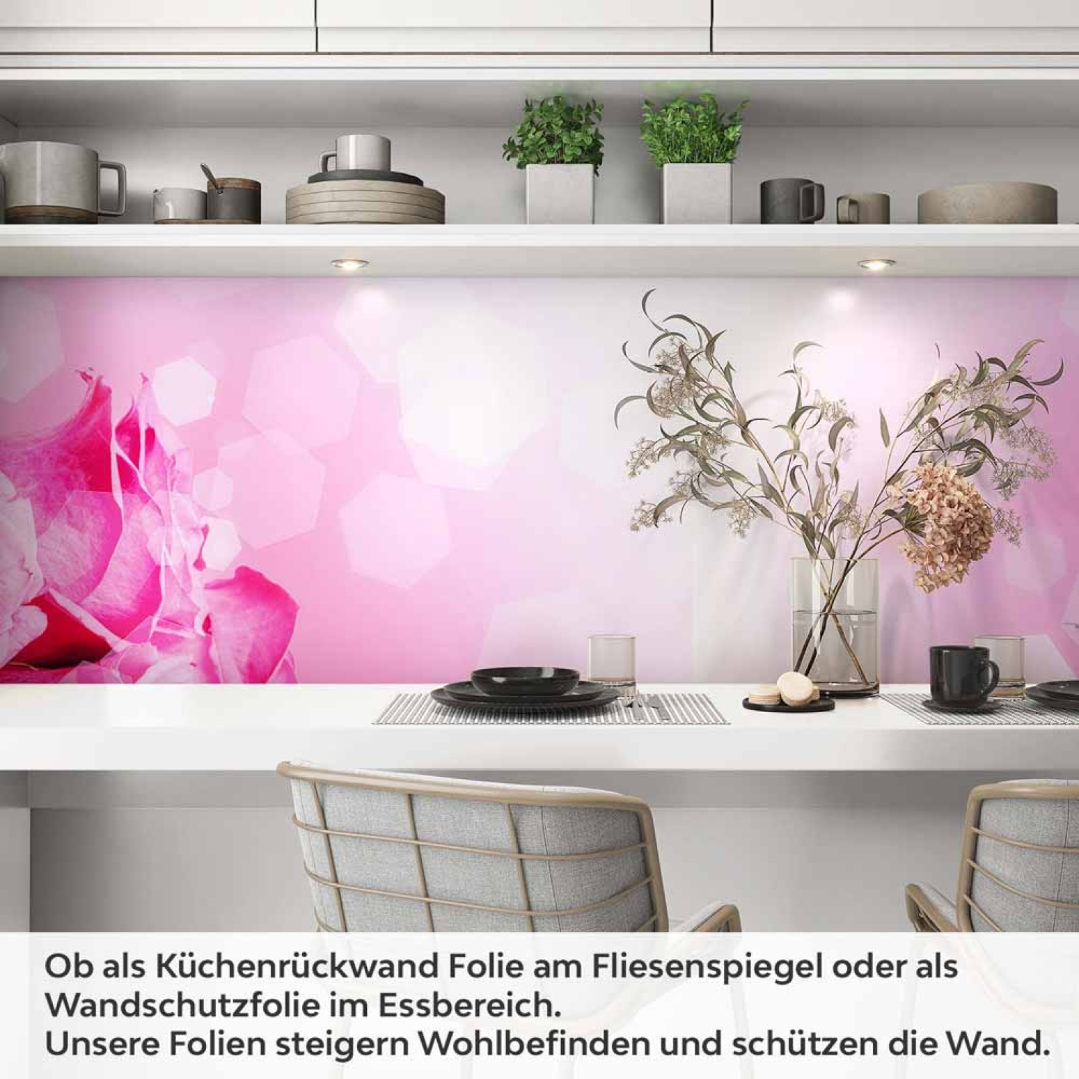 Küchenrückwand Folie pinke Rosen Artikelbild 1