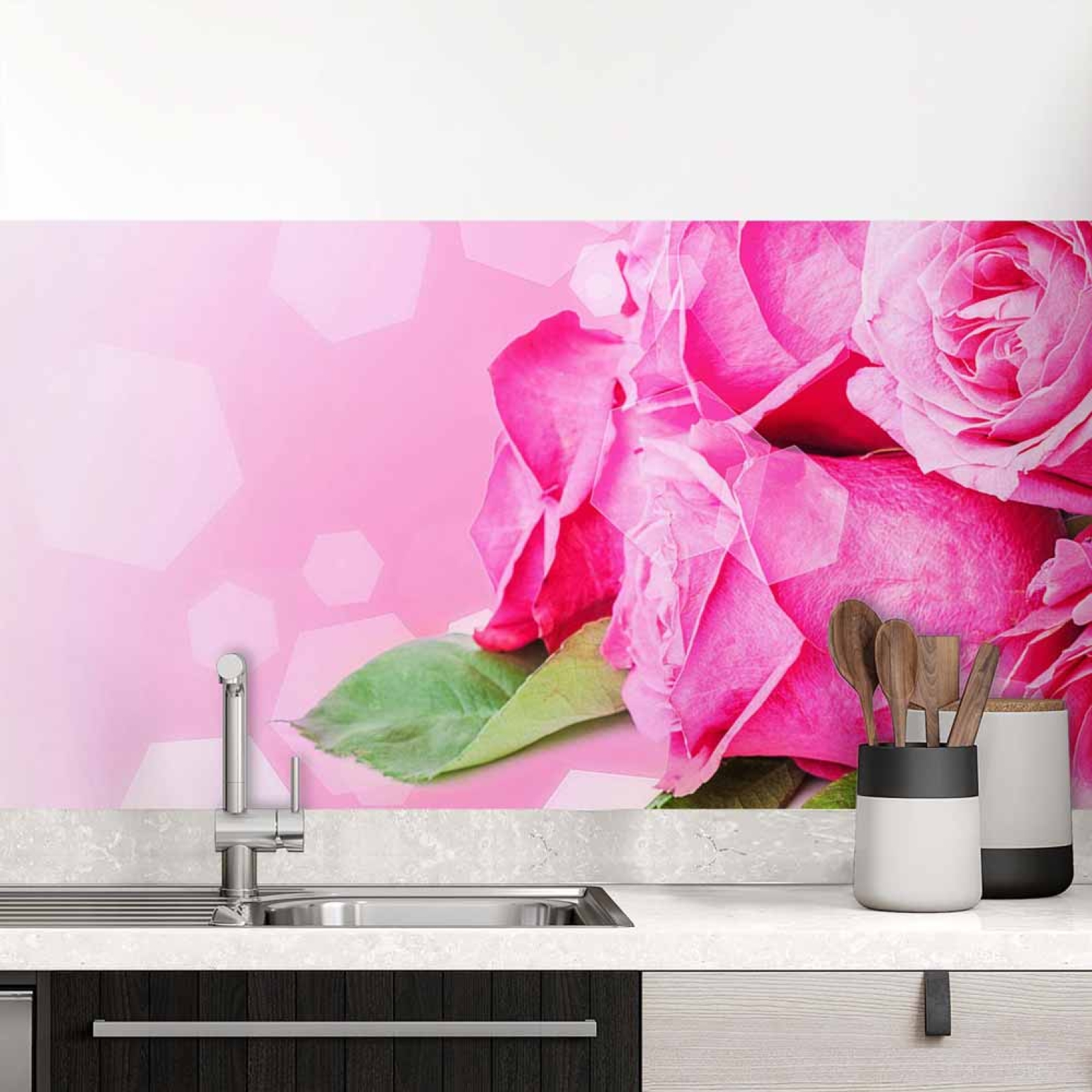 Küchenrückwand Folie pinke Rosen