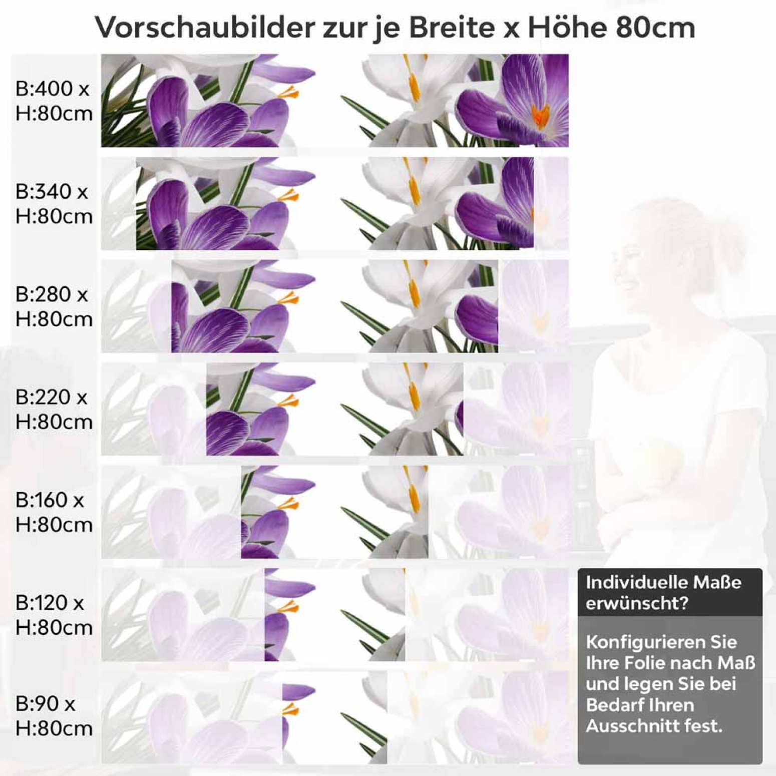 Küchenrückwand Folie Krokusblüten Höhe 80cm
