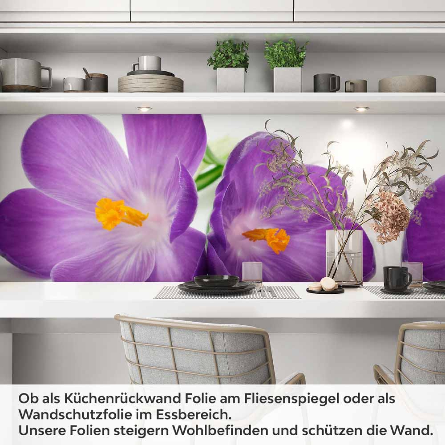 Küchenrückwand Folie violette Krokusse Artikelbild 1