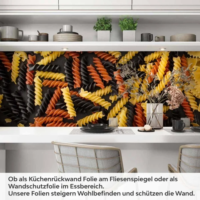 Küchenrückwand Folie Bunte Pasta - Italienisches Flair für Ihre Küche Artikelbild 1