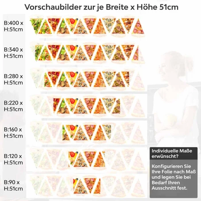 Küchenrückwand Folie Pizzagenuss - Viva Italia Bunte Pizza-Motive Höhe 51cm