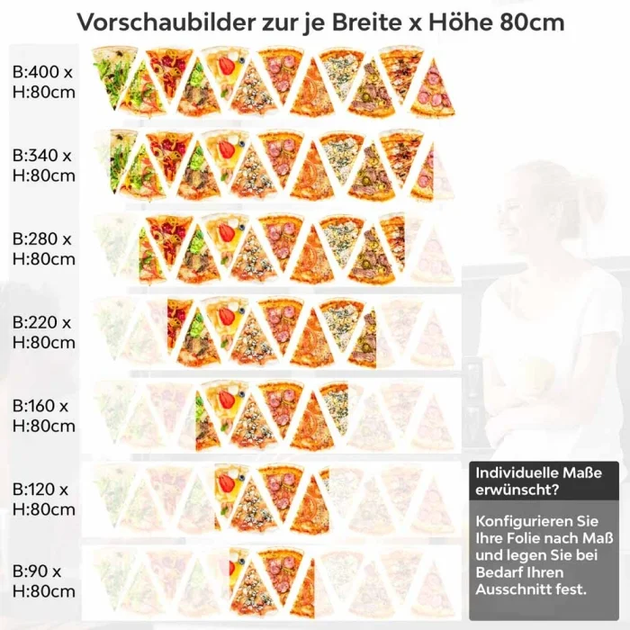 Küchenrückwand Folie Pizzagenuss - Viva Italia Bunte Pizza-Motive Höhe 80cm