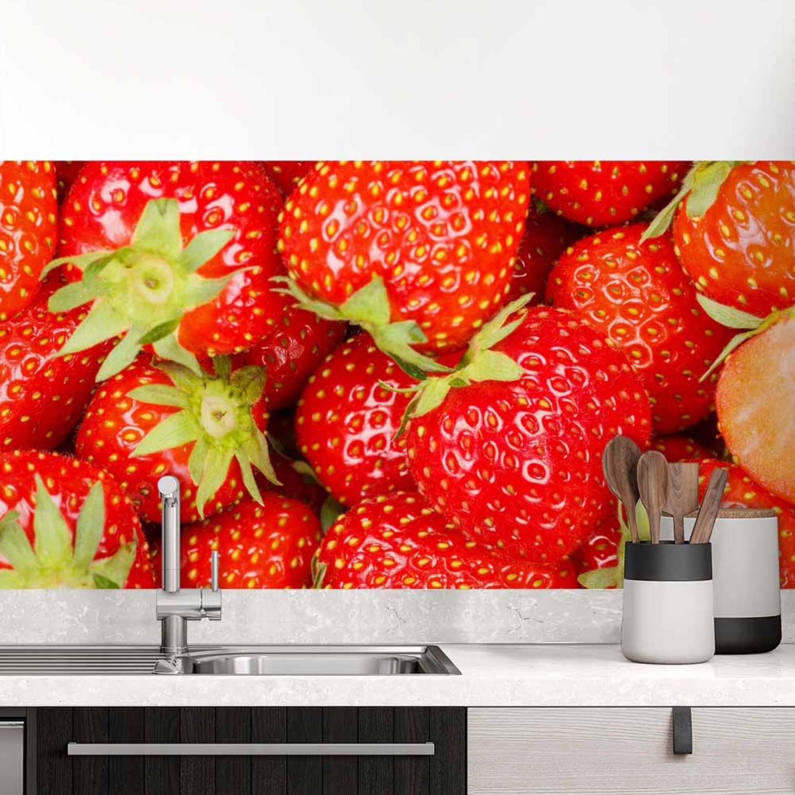Küchenrückwand Folie Sommerliche Erdbeeren - Fruchtige Frische