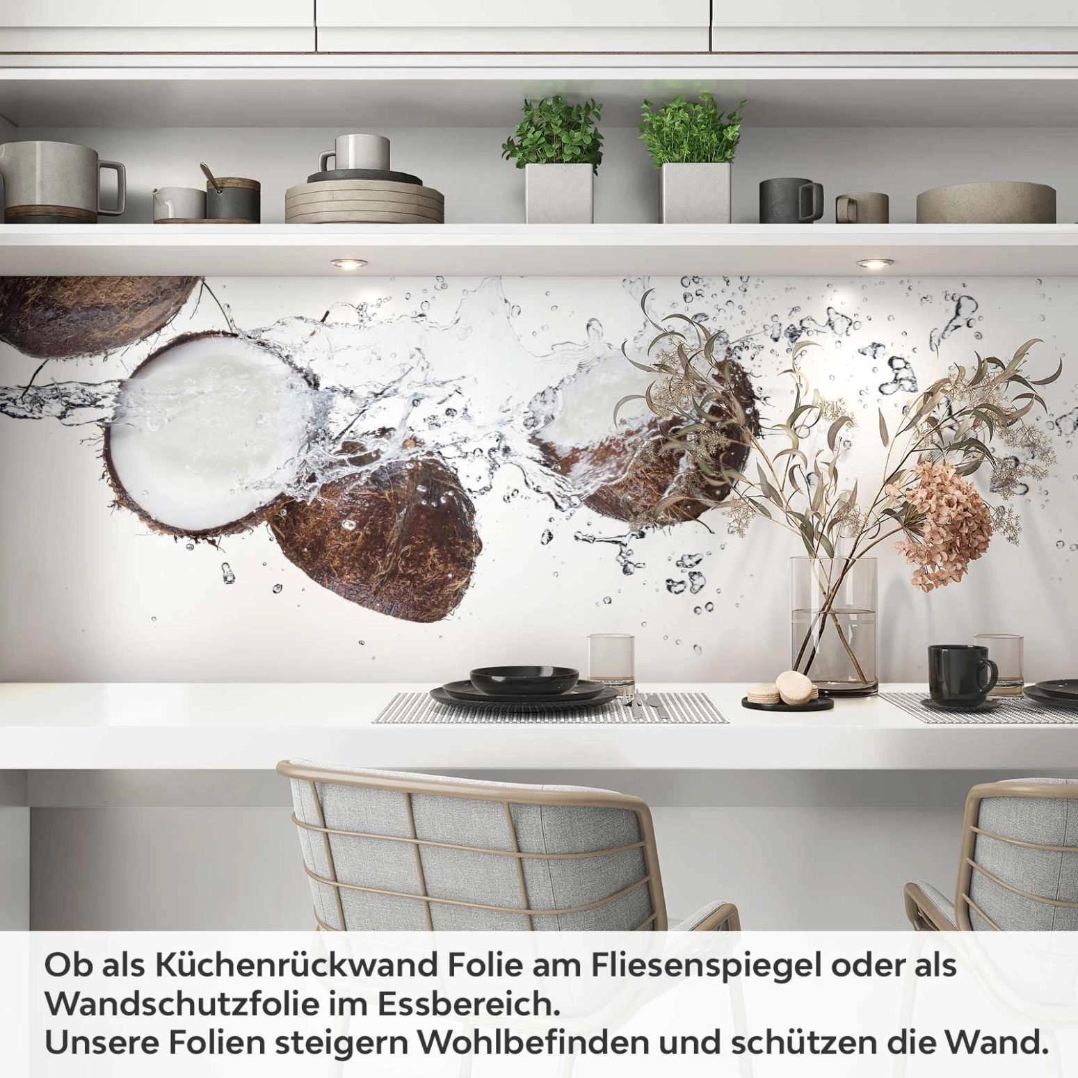 Küchenrückwand Folie Kokosnuss Splash Artikelbild 1