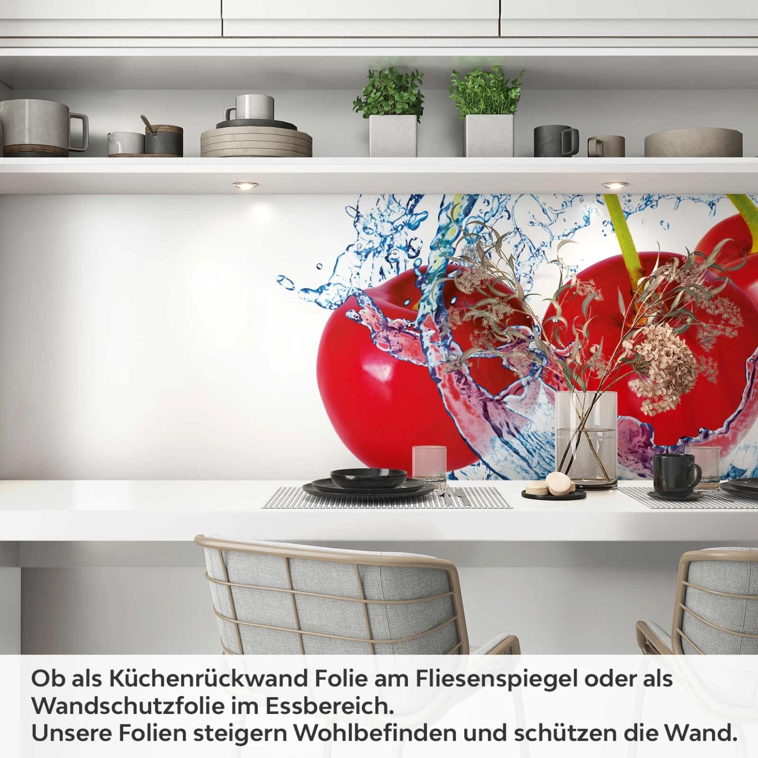 Küchenrückwand Folie spritzige Kirschen Artikelbild 1