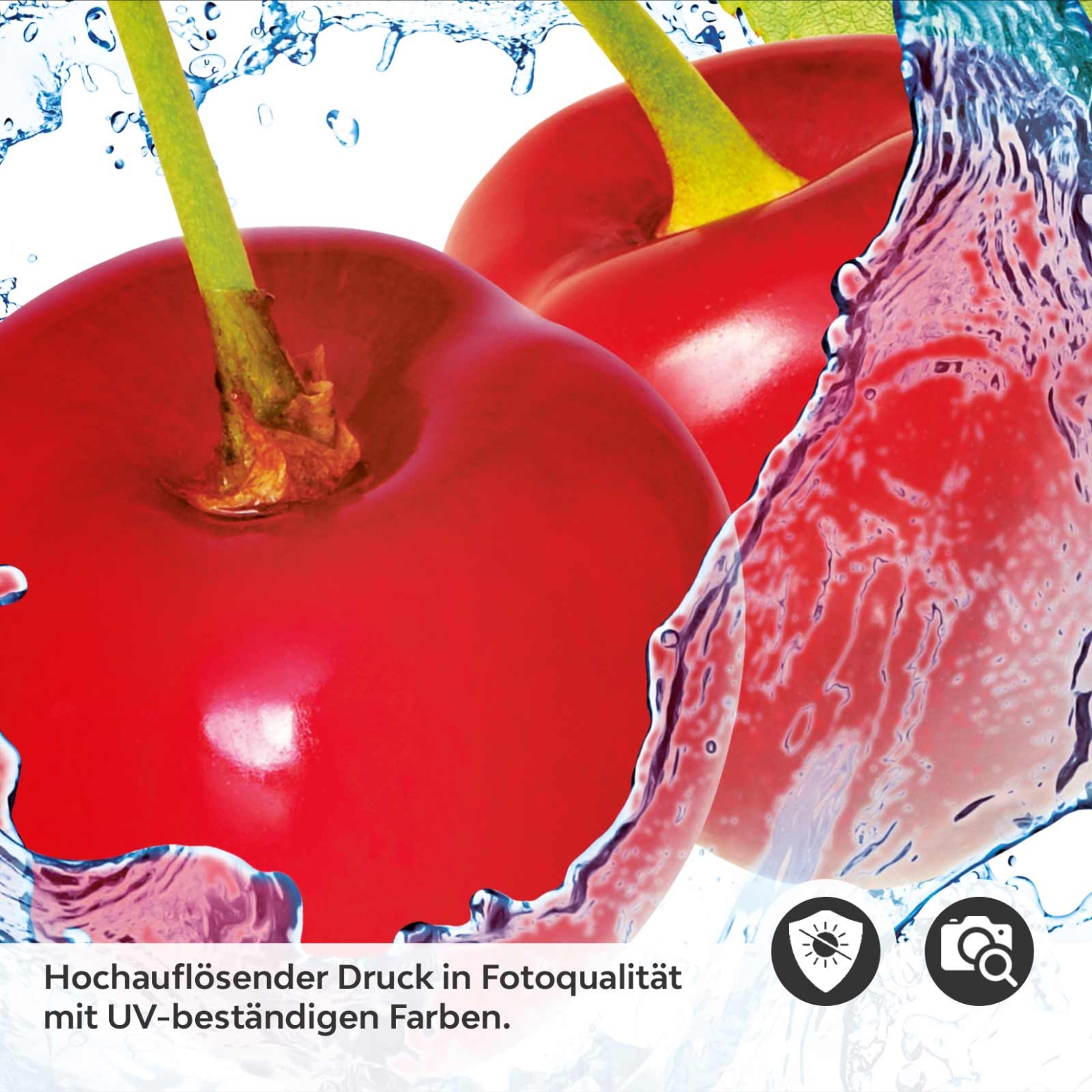 Küchenrückwand Folie spritzige Kirschen Detailbild 2