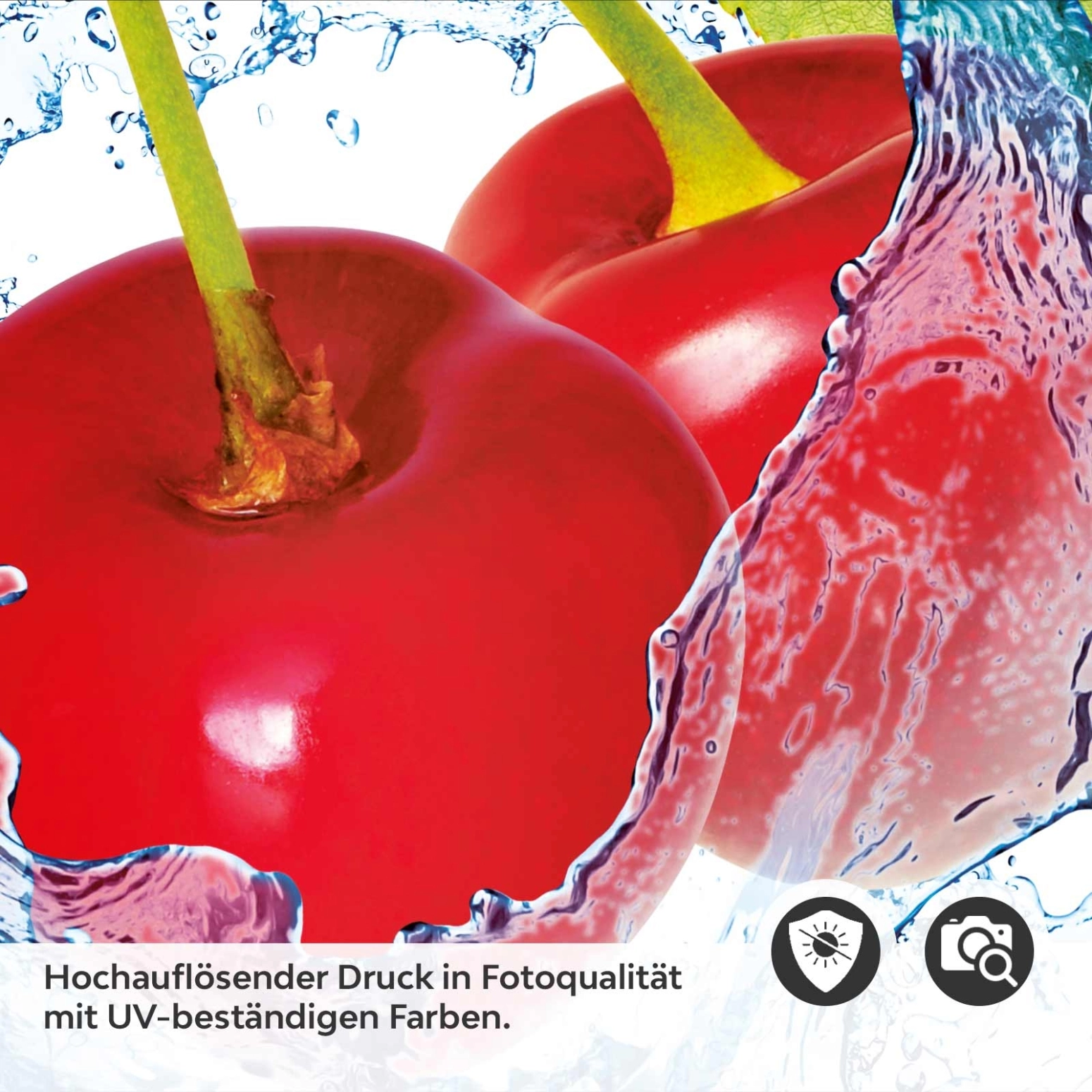 Küchenrückwand Folie spritzige Kirschen Detailbild 2