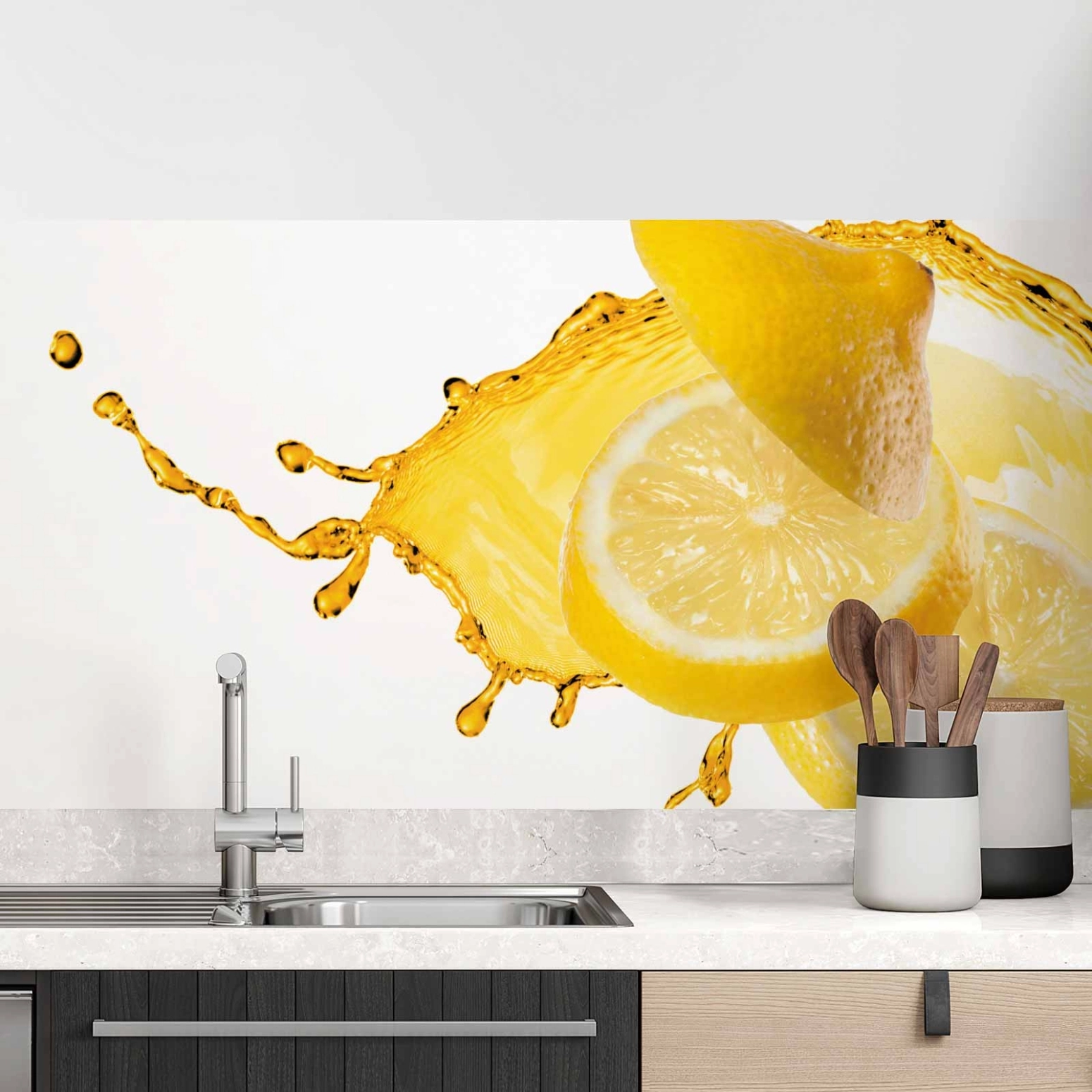 Küchenrückwand Folie Zitronen Splash