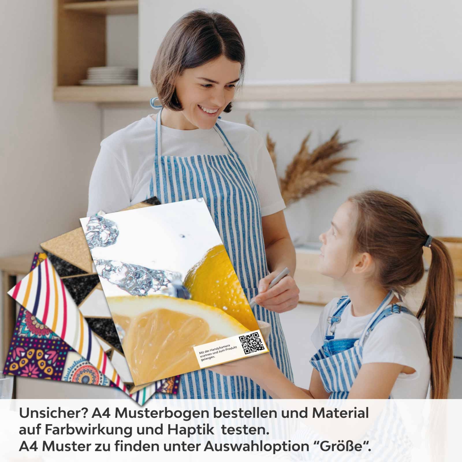Küchenrückwand Folie spritzige Orangen A4 Muster