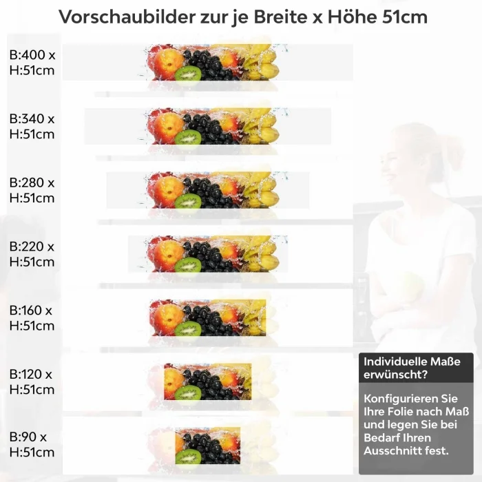 Küchenrückwand Folie Obstkorb Variantenauswahl Vorschaubild Höhe 51cm