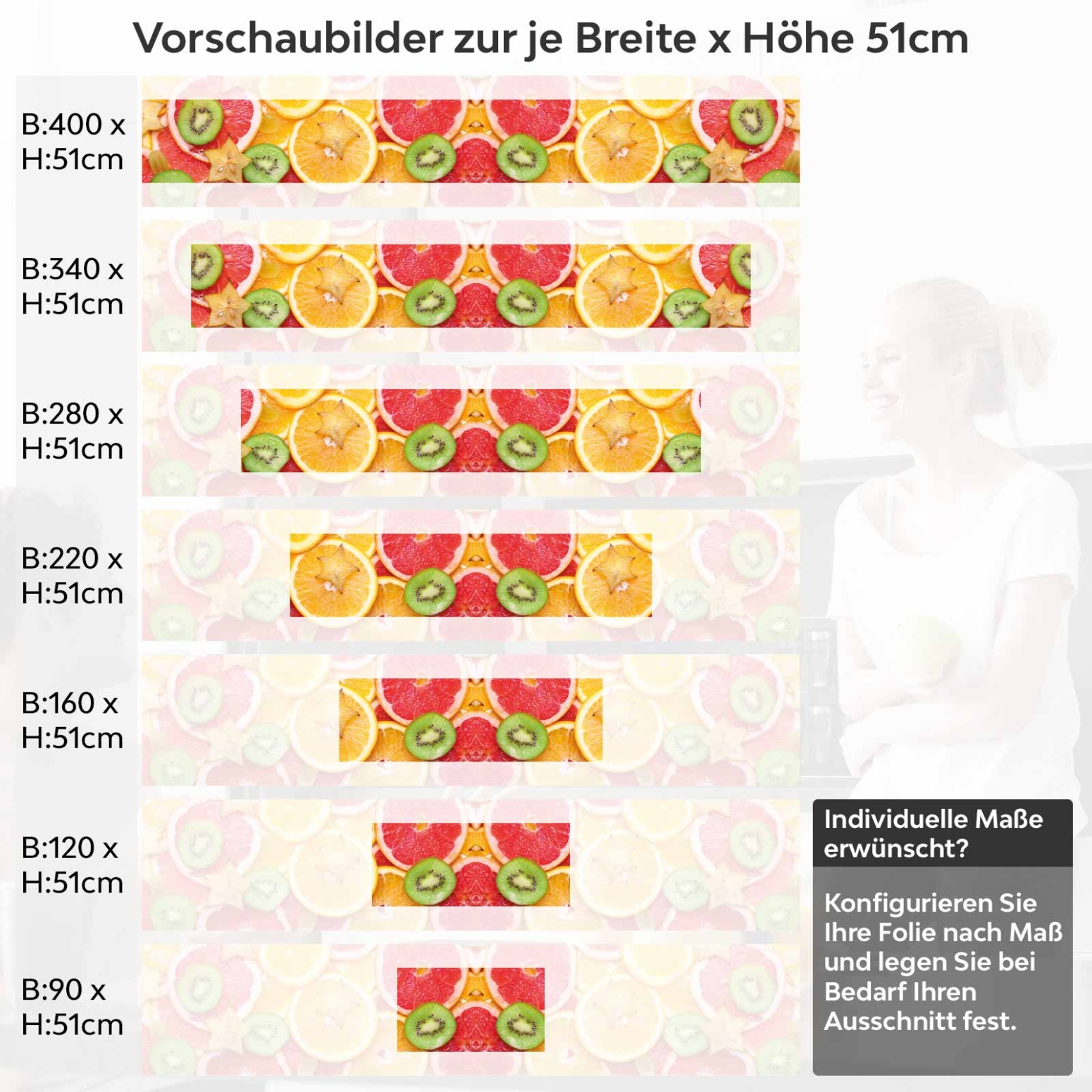 Küchenrückwand Folie Citrus Fructus Variantenauswahl Vorschaubild Höhe 51cm