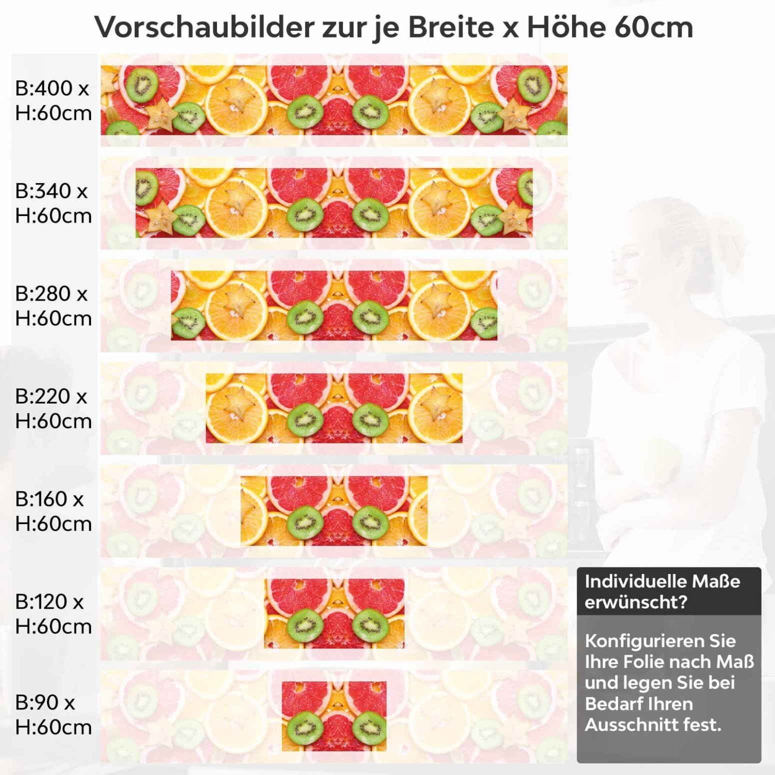 Küchenrückwand Folie Citrus Fructus Variantenauswahl Vorschaubild Höhe 60cm