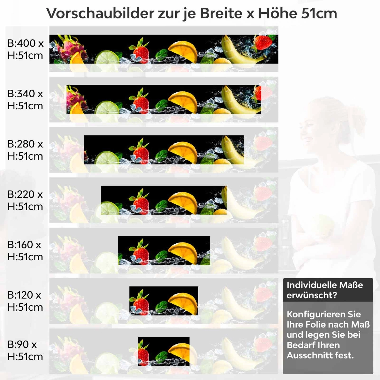 Küchenrückwand Folie Frutta Variantenauswahl Vorschaubild Höhe 51cm