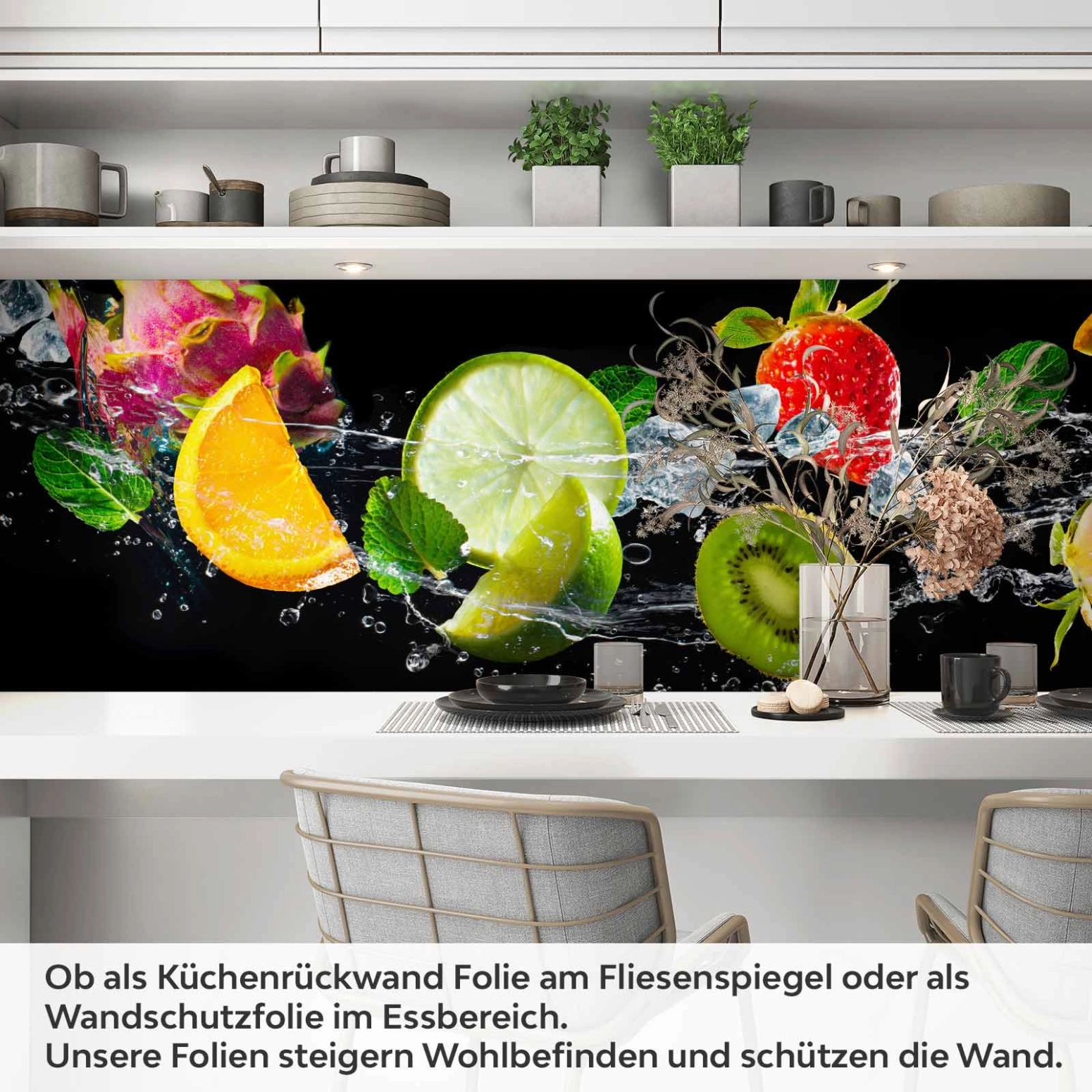 Küchenrückwand Folie Früchte mit Eiswürfel Artikelbild 1