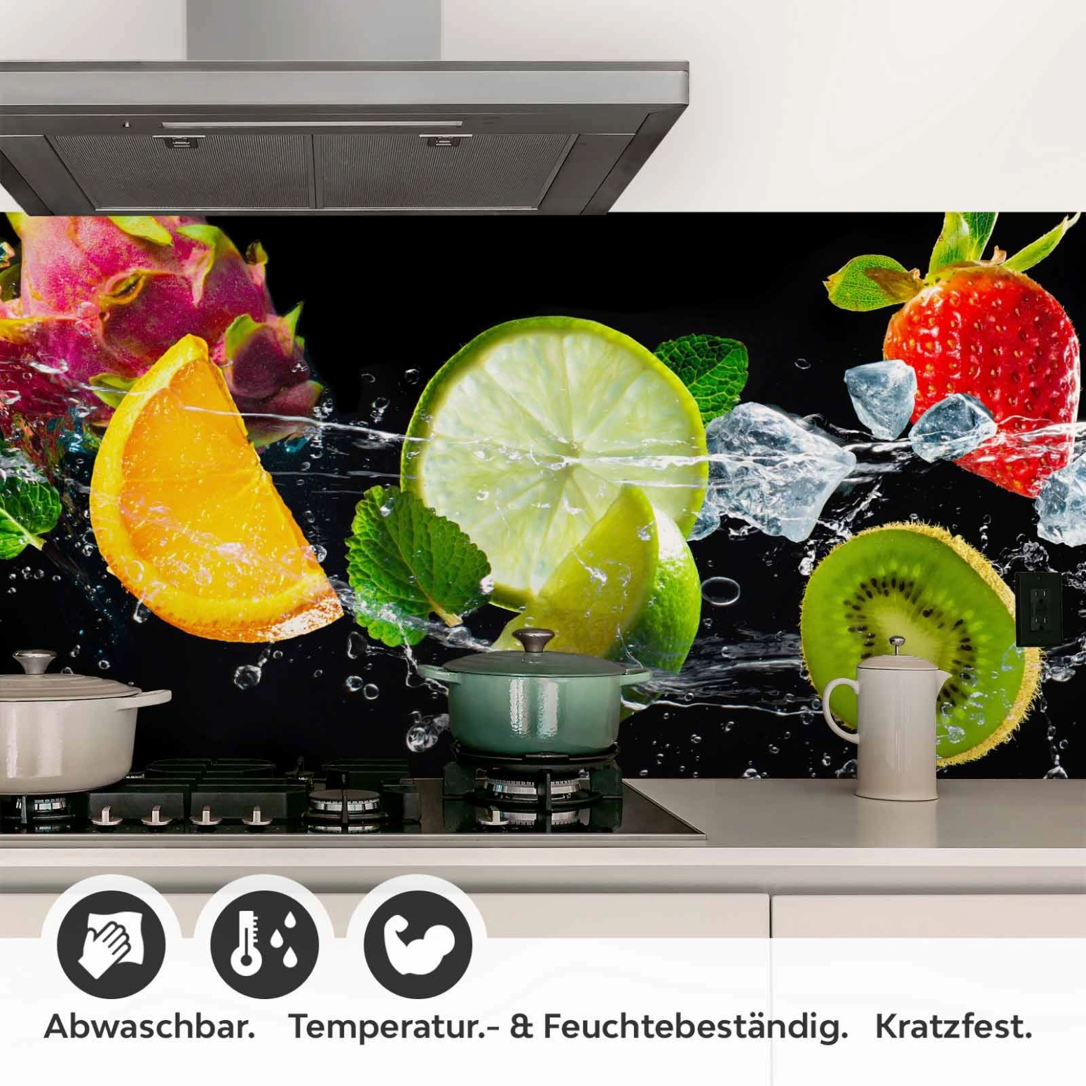 Küchenrückwand Folie Früchte mit Eiswürfel Detailbild 1