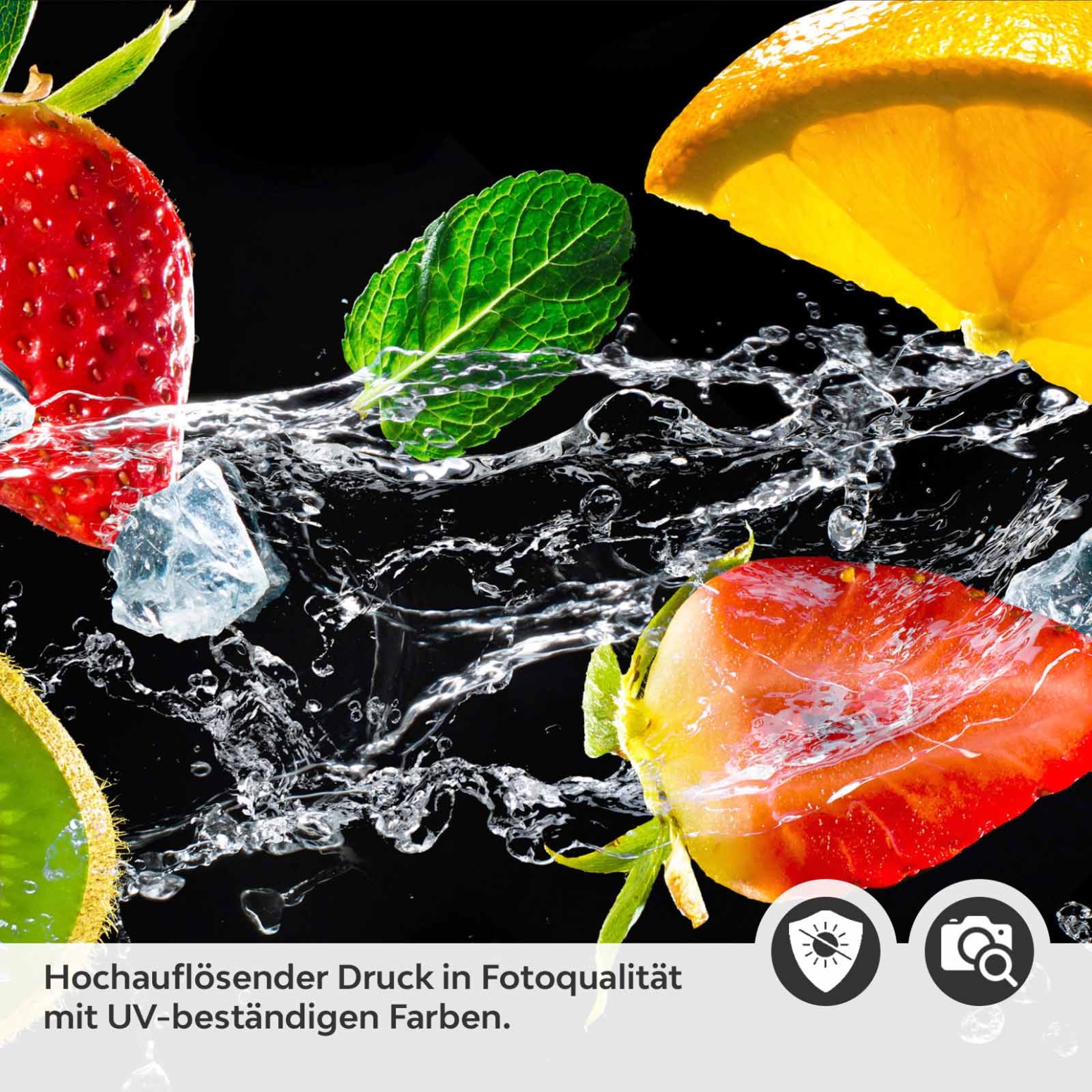 Küchenrückwand Folie Früchte mit Eiswürfel Detailbild 2