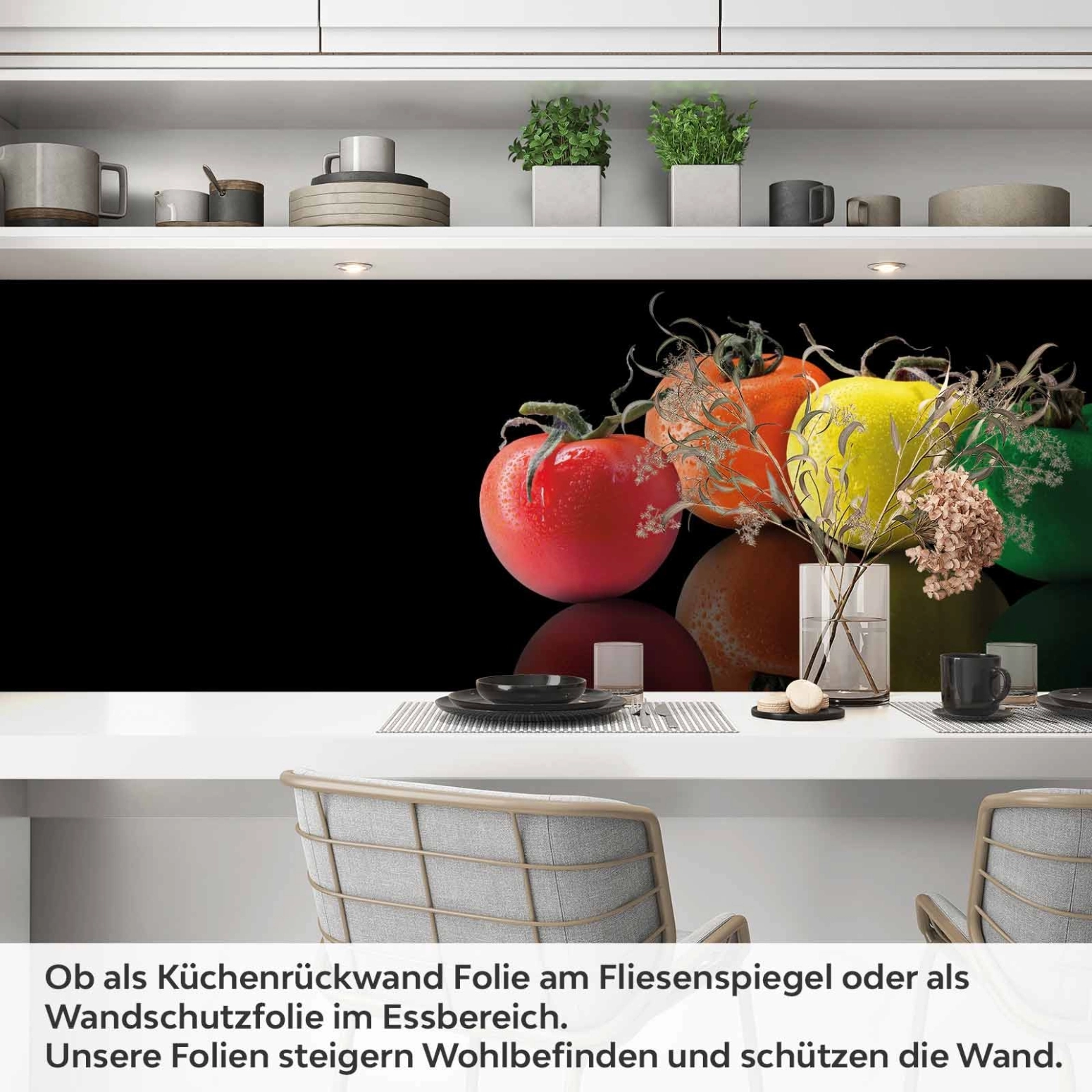 Küchenrückwand Folie farbige Äpfel Artikelbild 1