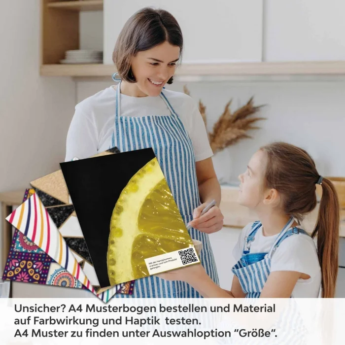 Küchenrückwand Folie Zitronenscheiben - Schwarz-Gelber Hingucker A4 Muster