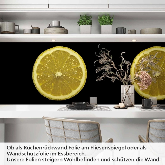 Küchenrückwand Folie Zitronenscheiben - Schwarz-Gelber Hingucker Artikelbild 1