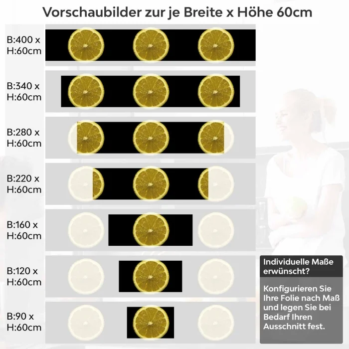 Küchenrückwand Folie Zitronenscheiben - Schwarz-Gelber Hingucker Höhe 60cm